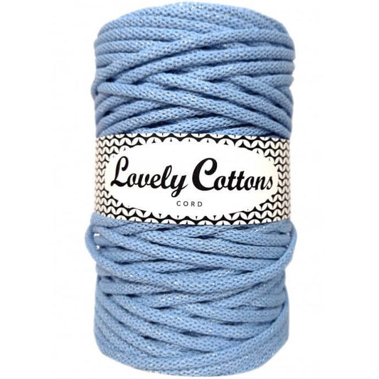 lovely cottons braided 5mm cord in sparkly light blue