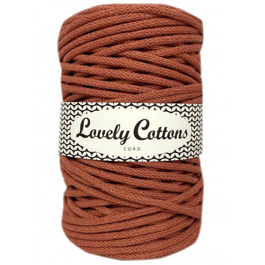 lovely cottons braided 5mm cord in brick red