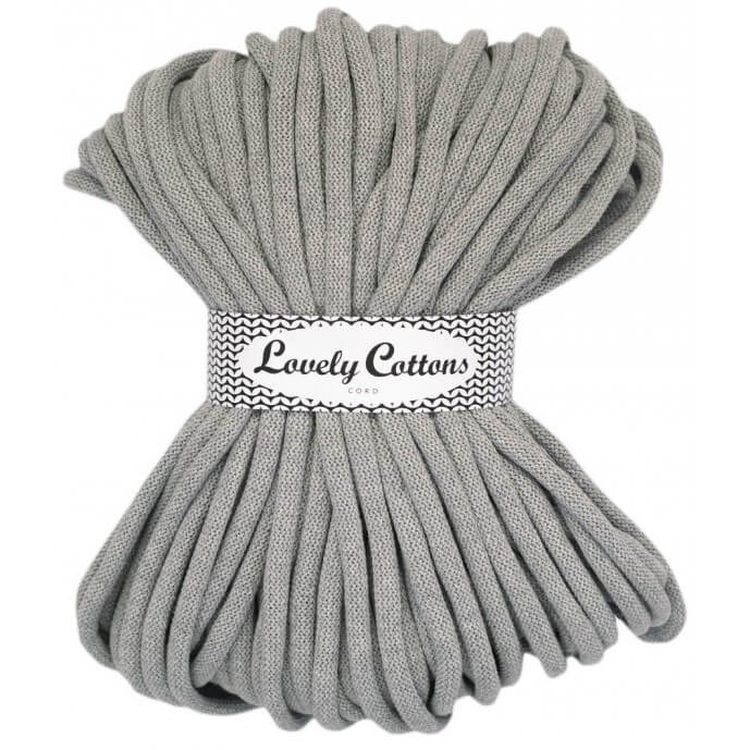 lovely cottons braided 9mm cord - grey