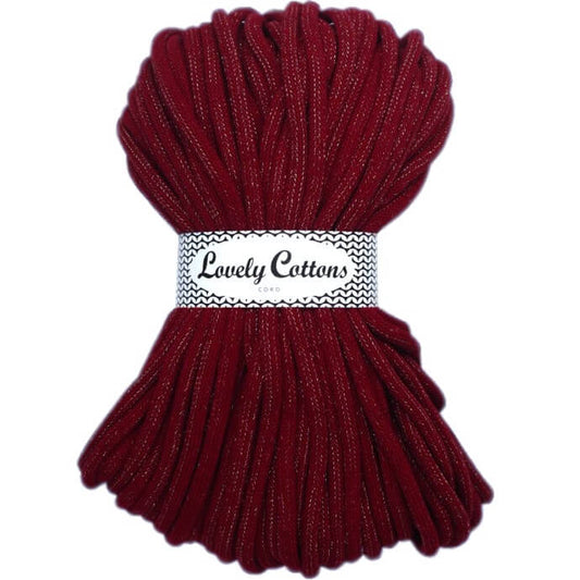 lovely cottons braided 9mm cord - sparkly red wine