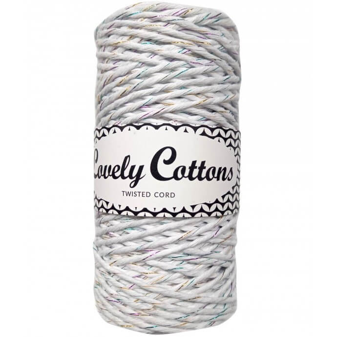 lovely cottons twisted 1.5mm rainbow white