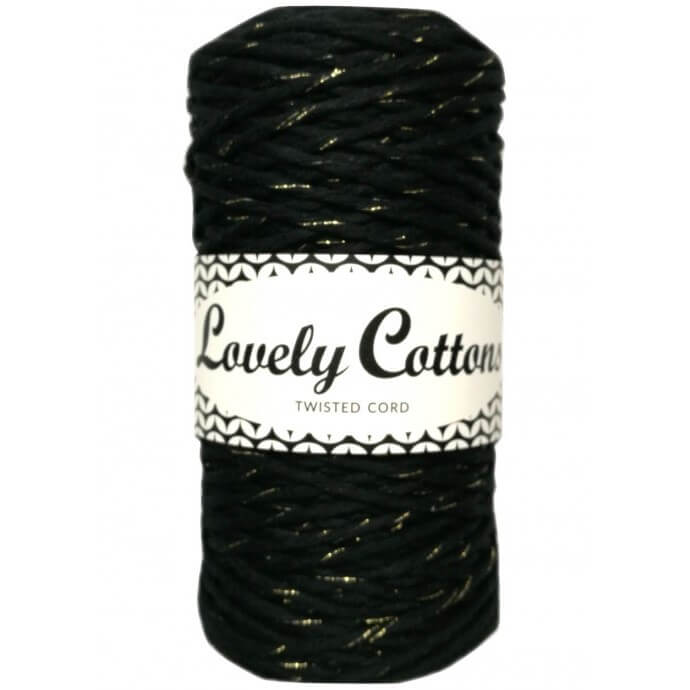 lovely cottons twisted 1.5mm sparkly black