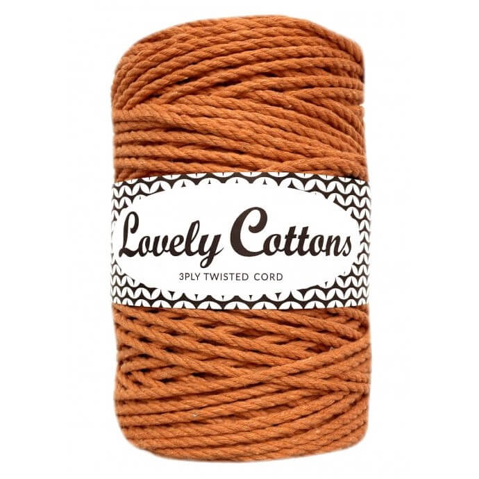 lovely cottons twisted 3mm 3ply cord - ochre