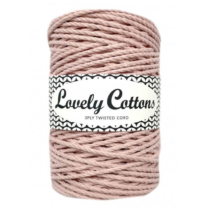 lovely cottons twisted 3mm 3ply cord - powder rose