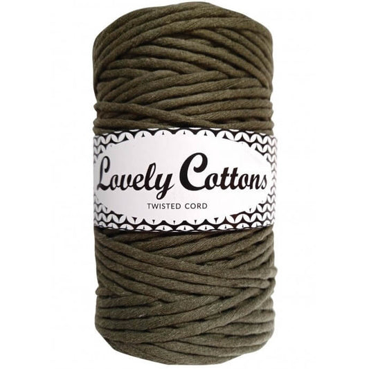 Recycled Cotton Twisted 3mm Cord in dark olive