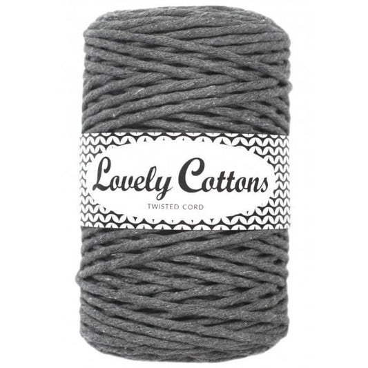 Recycled Cotton Twisted 3mm Cord in dark grey