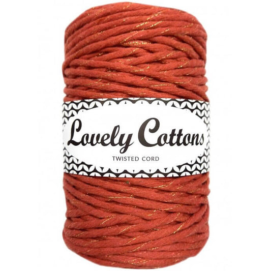 Recycled Cotton Twisted 3mm Cord in golden brick red