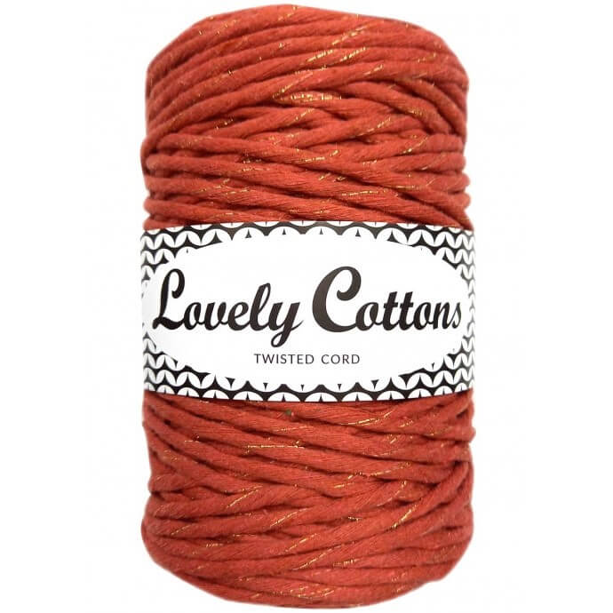 Recycled Cotton Twisted 3mm Cord in golden brick red