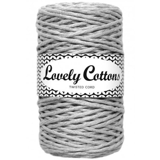 Recycled Cotton Twisted 3mm Cord in grey