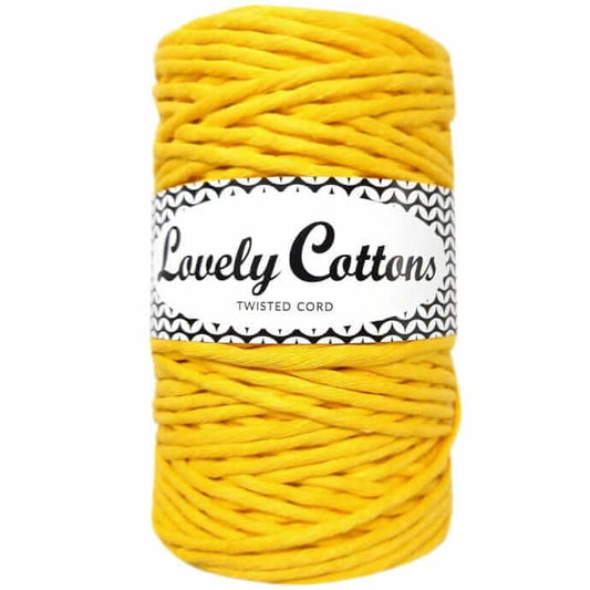 Recycled Cotton Twisted 3mm Cord in lemon yellow