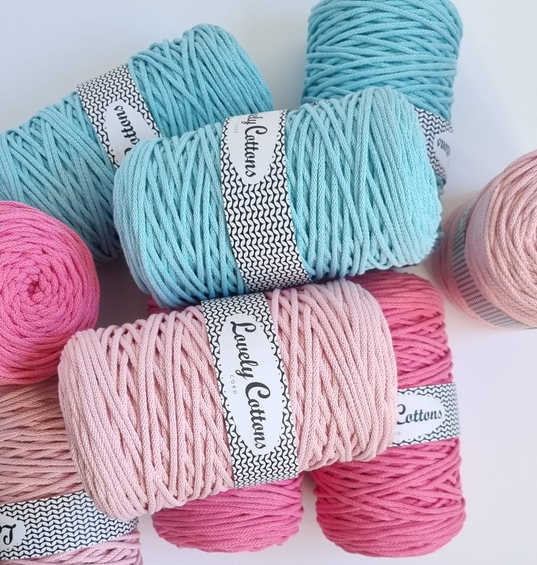 lovely cottons braided 3mm cords range - over 60 colours!