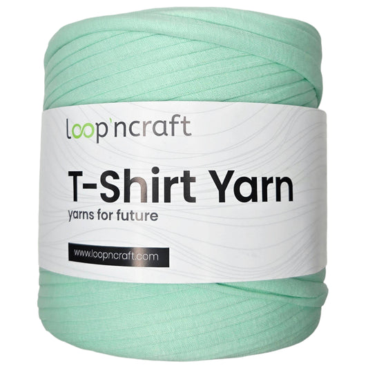 recycled cotton t-shirt yarn in medium mint