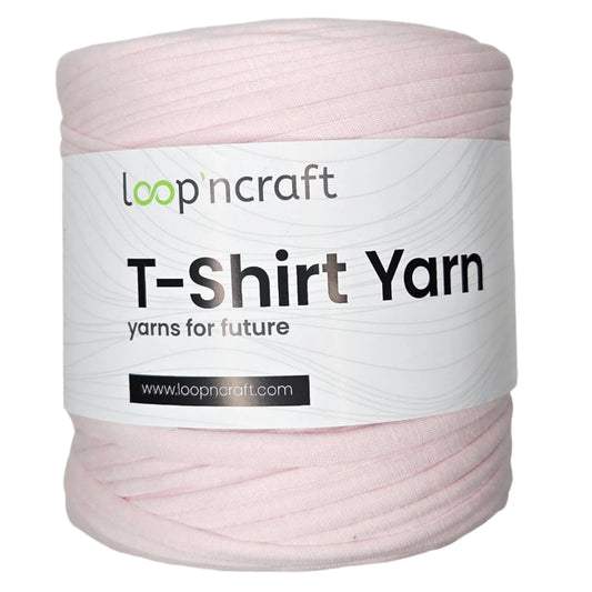 recycled cotton t-shirt yarn in pastel pink