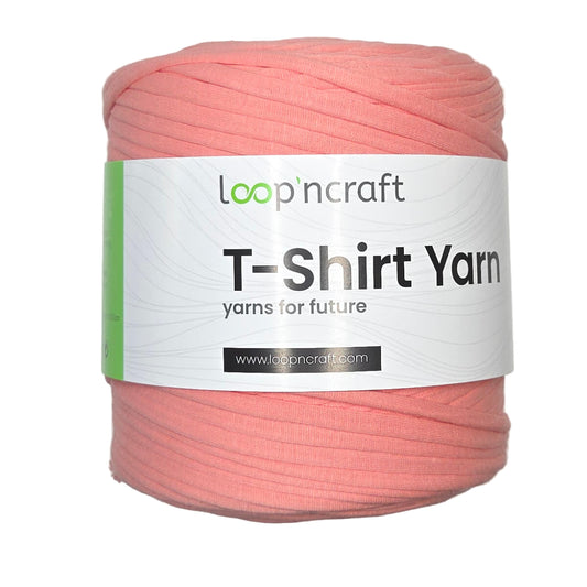 recycled cotton t-shirt yarn in peach