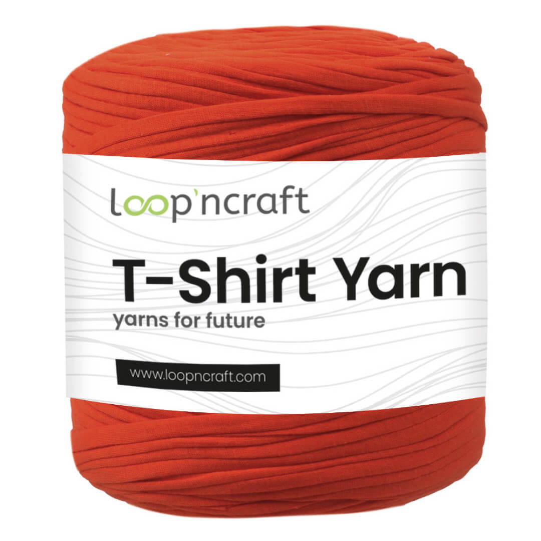 recycled cotton t-shirt yarn in orange red