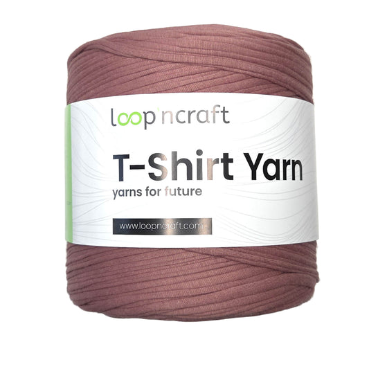 recycled cotton t-shirt yarn in rosewood