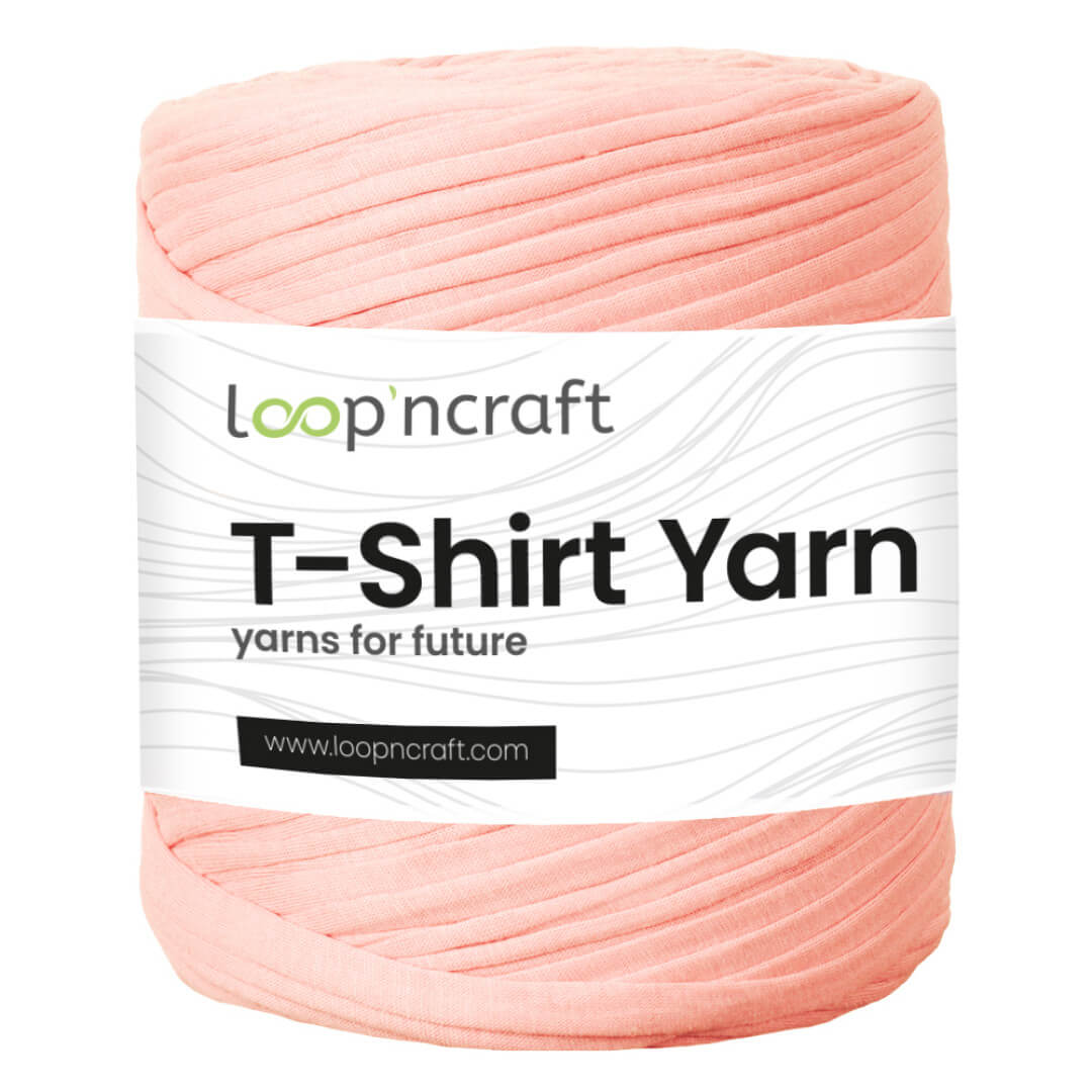 recycled cotton t-shirt yarn in salmon pink