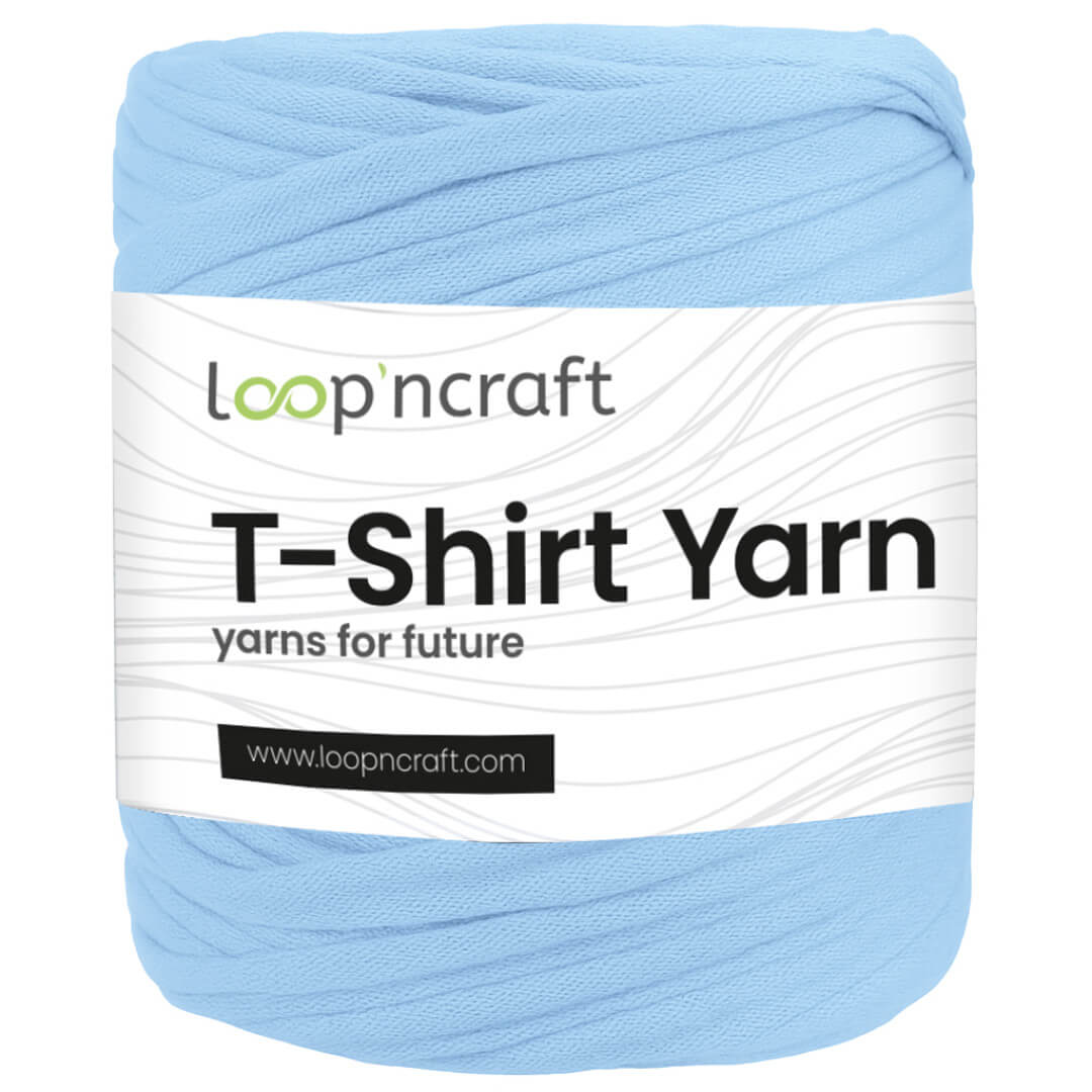 recycled cotton t-shirt yarn in sky blue