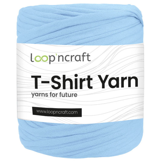 recycled cotton t-shirt yarn in sky blue
