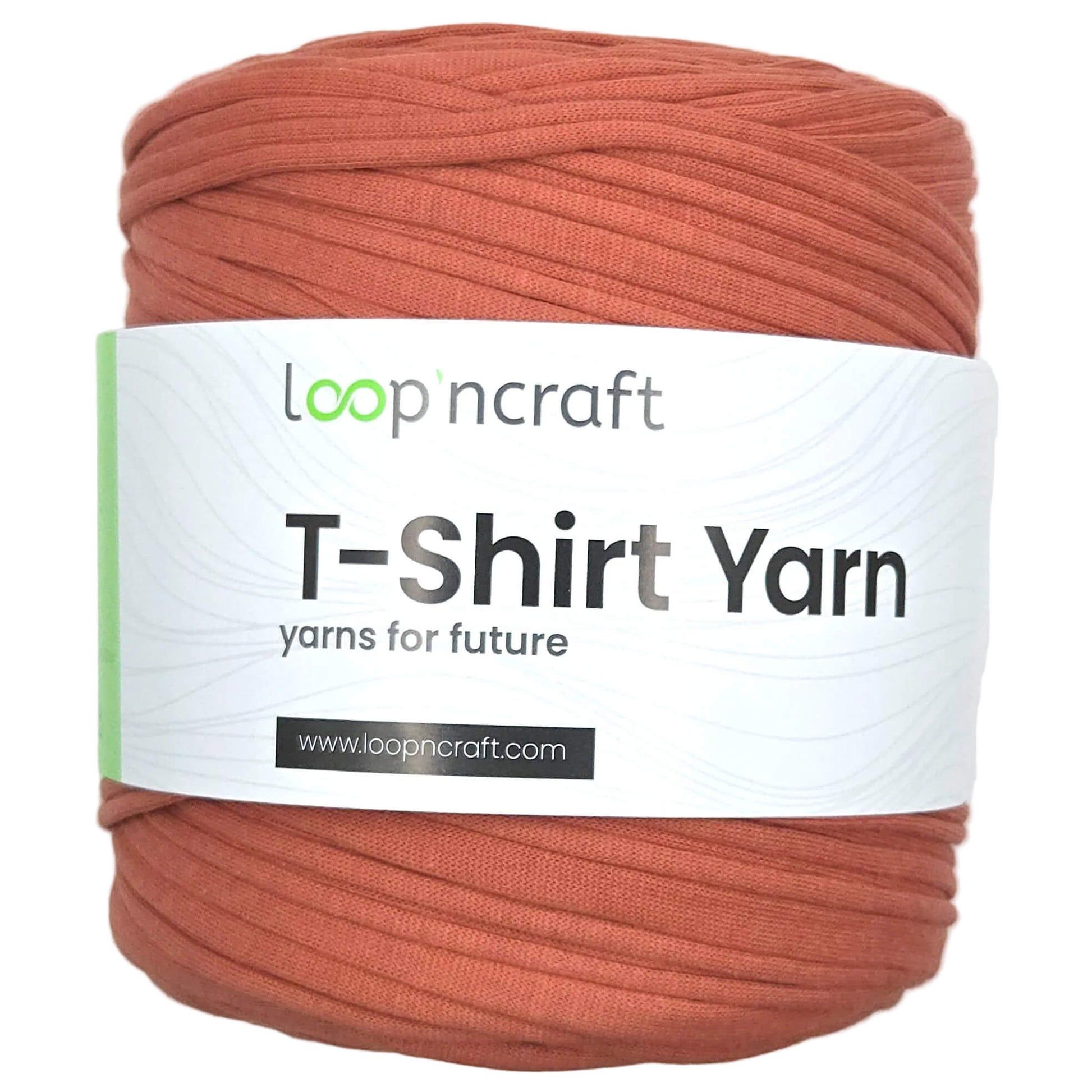 recycled cotton t-shirt yarn in terracotta