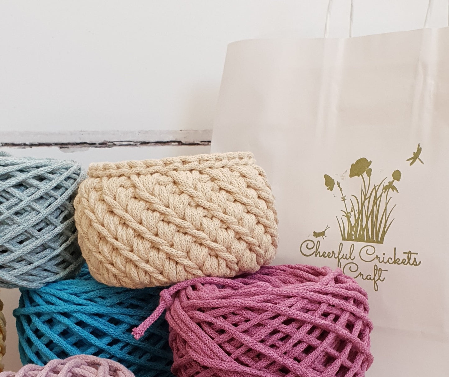 Crochet DIY Kit - Small Crochet Basket Pattern & Cord