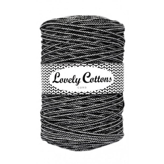 Recycled Cotton Braided 3mm Cord black & white