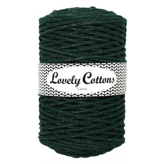 lovely cottons braided 3mm bottle green with golden thread