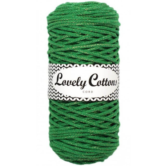 lovely cottons braided 3mm green with golden thread