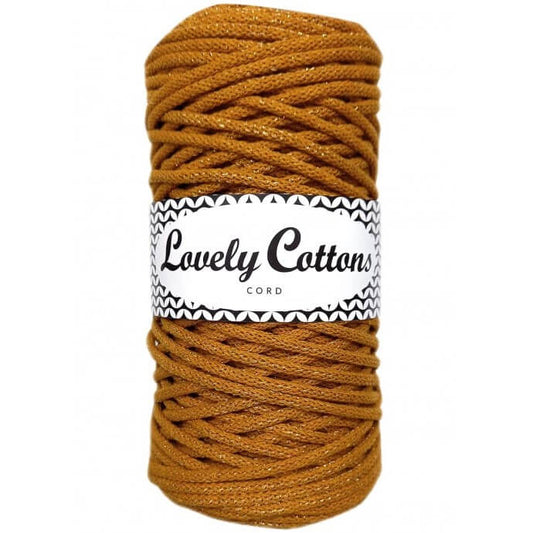 lovely cottons braided 3mm mustard with golden thread