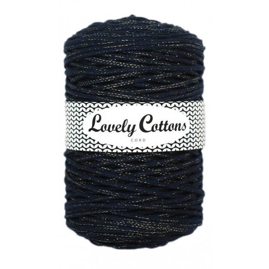 lovely cottons braided 3mm sparkly navy