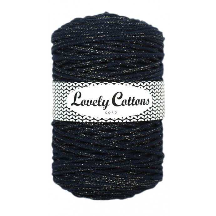 lovely cottons braided 3mm sparkly navy