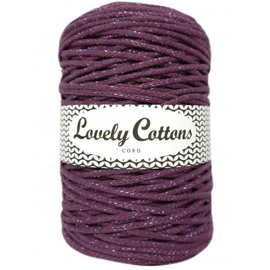 lovely cottons braided 3mm plum with sparkly thread