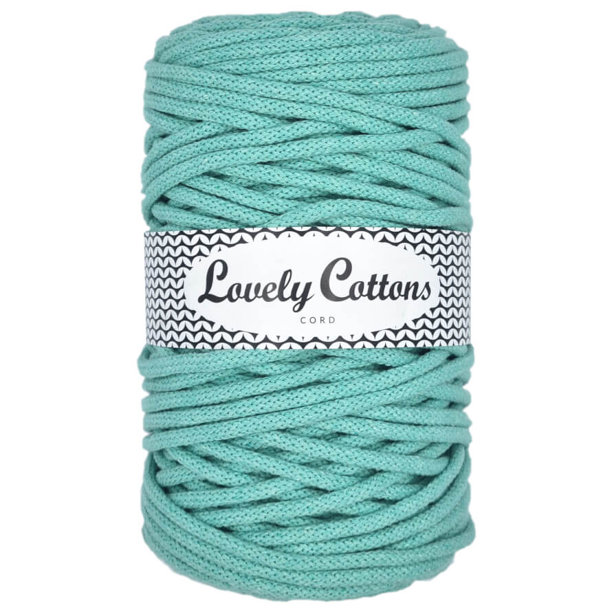Recycled Cotton Braided 5mm Cord in aquamarine