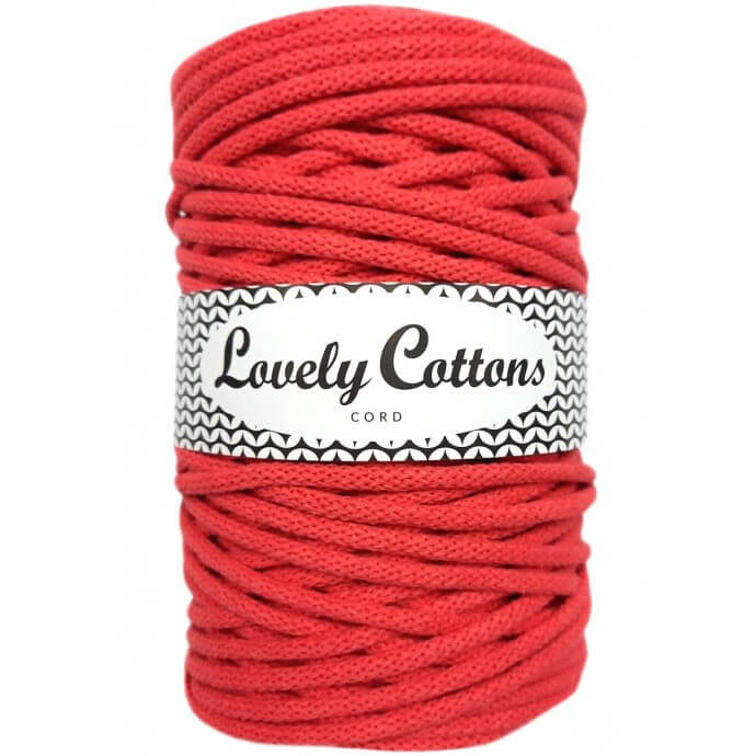Recycled Cotton Braided 5mm Cord in coral