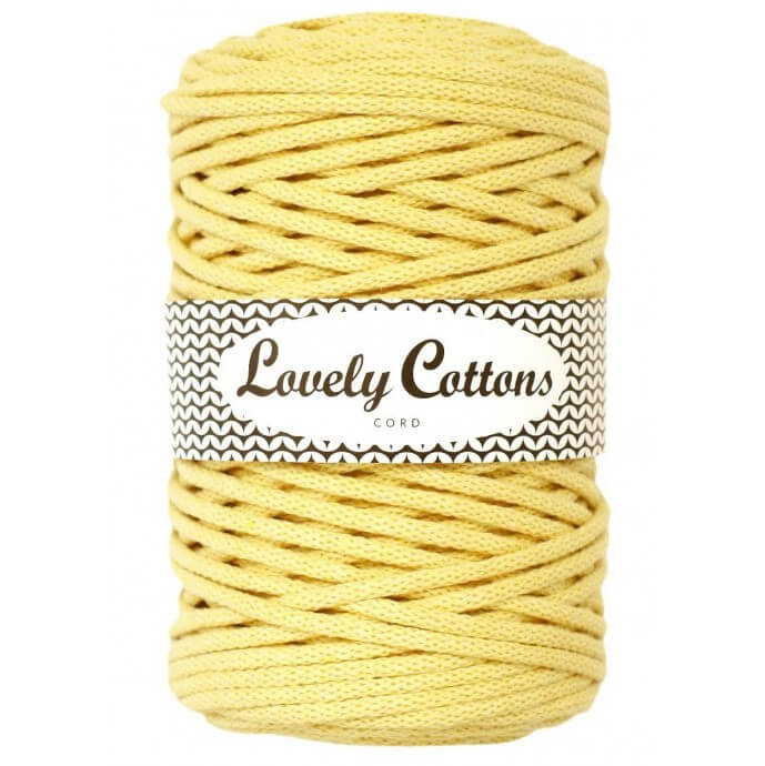 Recycled Cotton Braided 5mm Cord in cream yellow