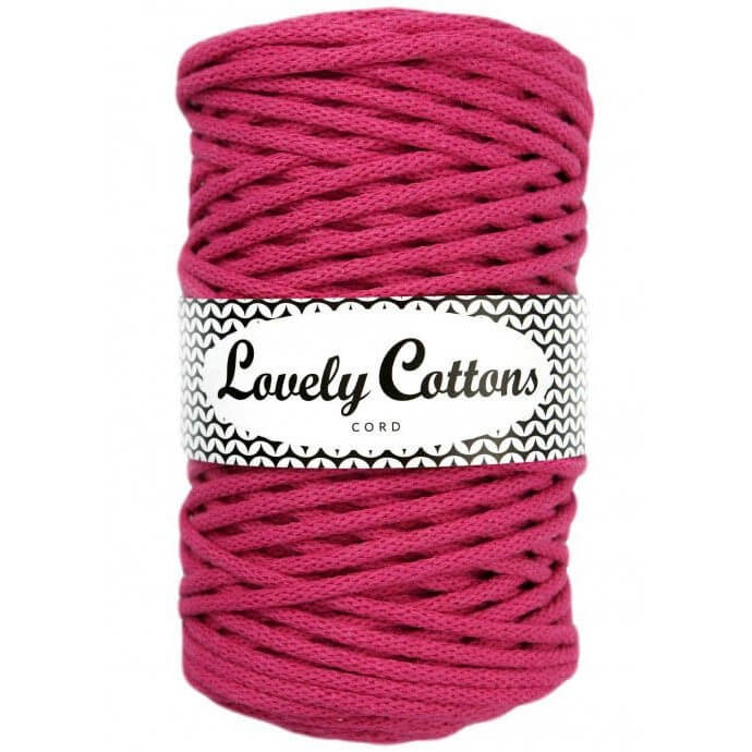 Recycled Cotton Braided 5mm Cord in fuchsia