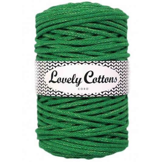 lovely cottons braided 5mm in green with golden thread