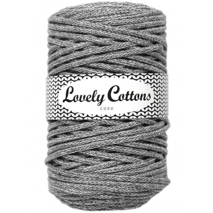 Recycled Cotton Braided 5mm Cord in grey melange