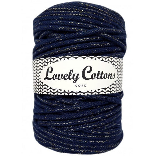lovely cottons braided 5mm in navy with golden thread