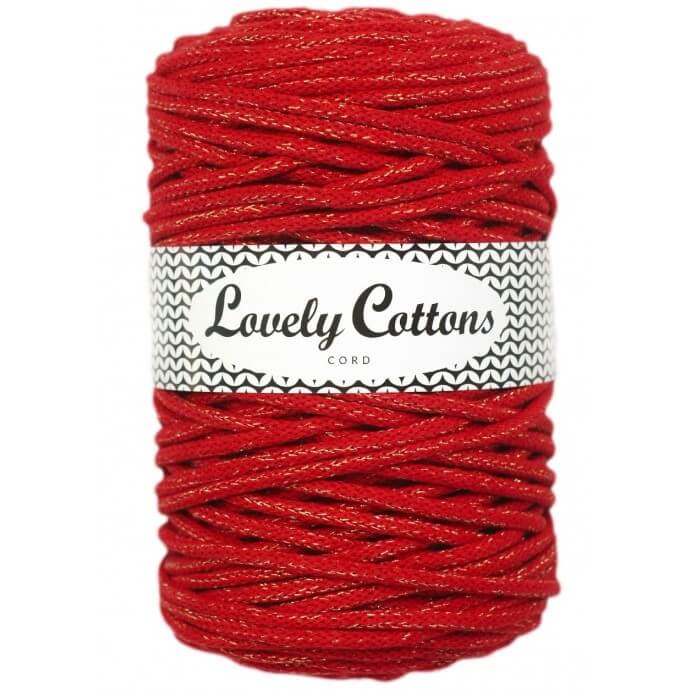lovely cottons braided 5mm in red with golden thread