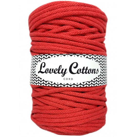 Recycled Cotton Braided 5mm Cord in strawberry