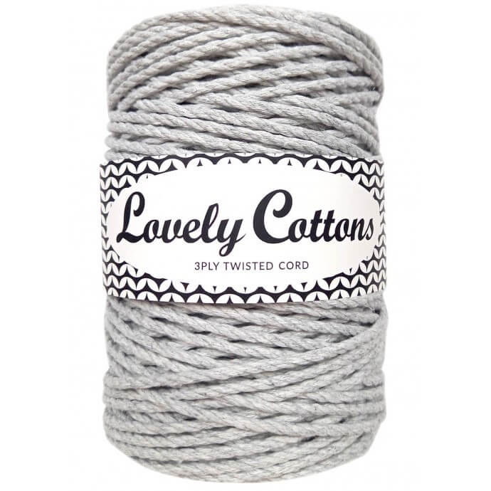 lovely cottons twisted 3mm 3ply light grey