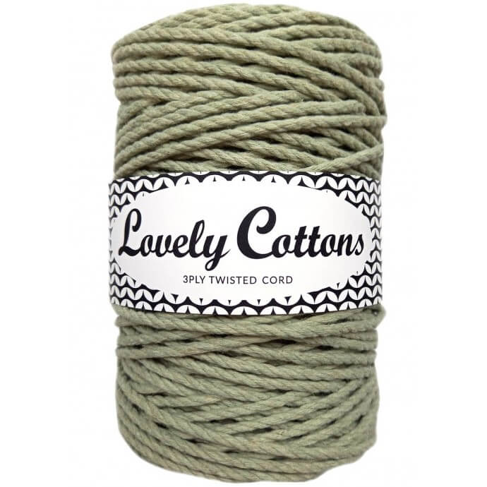 lovely cottons twisted 3mm 3ply olive