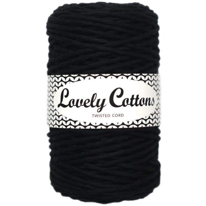 Recycled Cotton Twisted 3mm Cord black