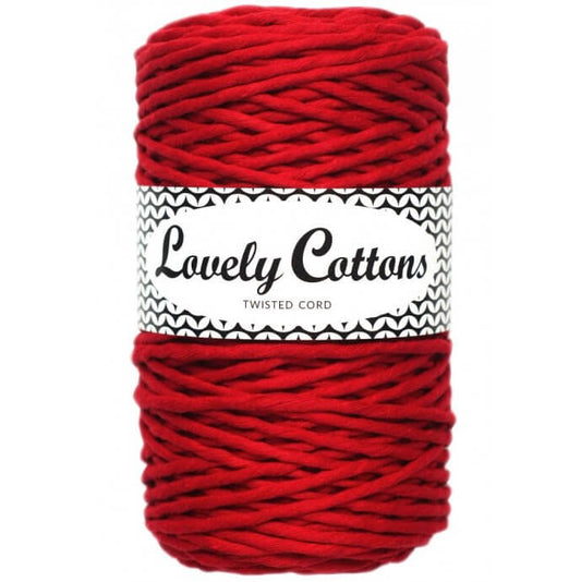 Recycled Cotton Twisted 3mm Cord red