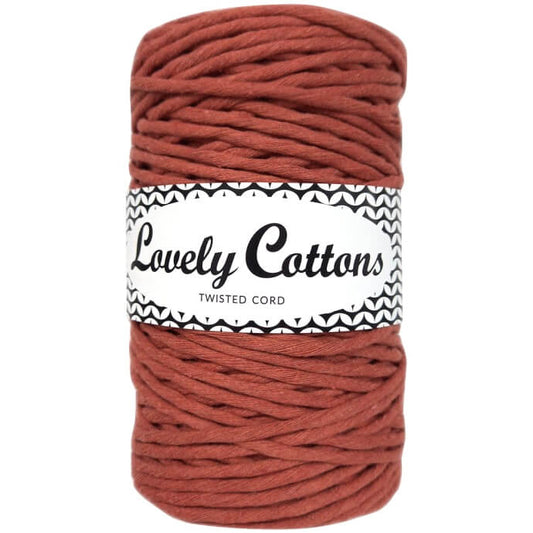 Recycled Cotton Twisted 3mm Cord in brick red